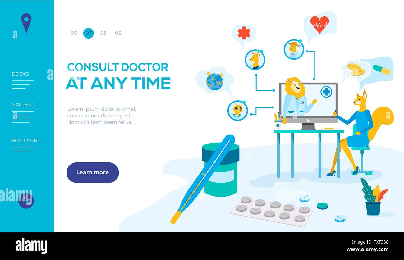 Consult Doctor Vector Landing Page Template Online Therapist