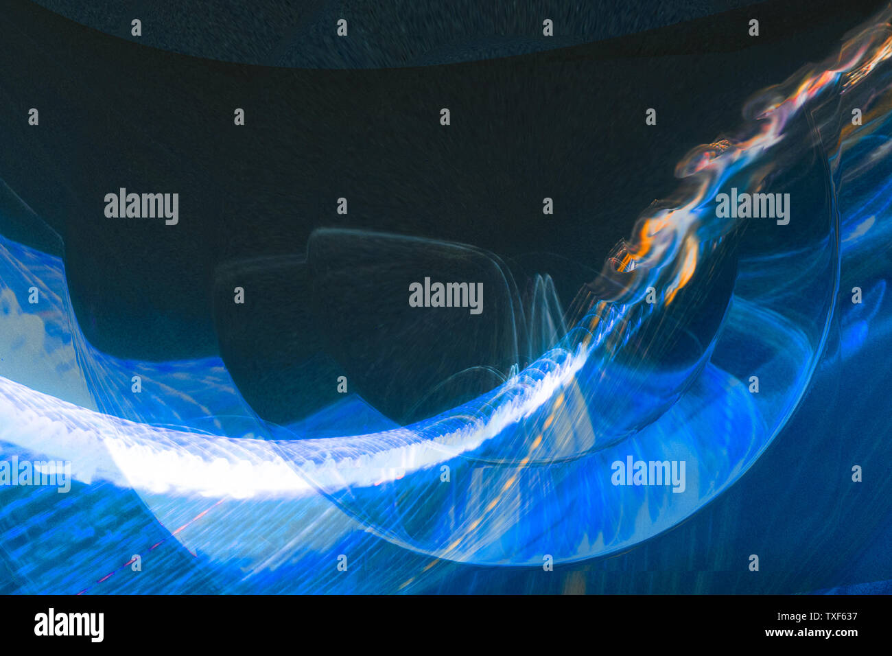 Beautiful, artist drawn. abstract illustration of a digital wave with electric blue and white lights and space for words. Suggested uses: technology. Stock Photo