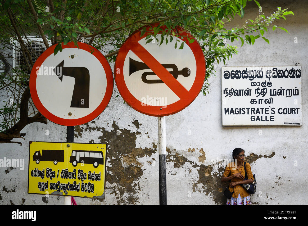 Traffic signs in Galle, Sri Lanka Stock Photo