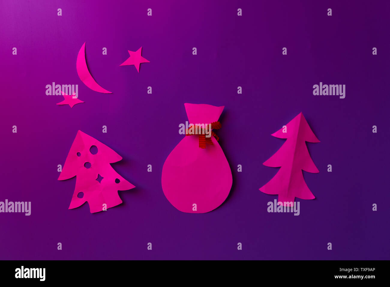 christmas stuff made from paper. blue background Stock Photo Alamy