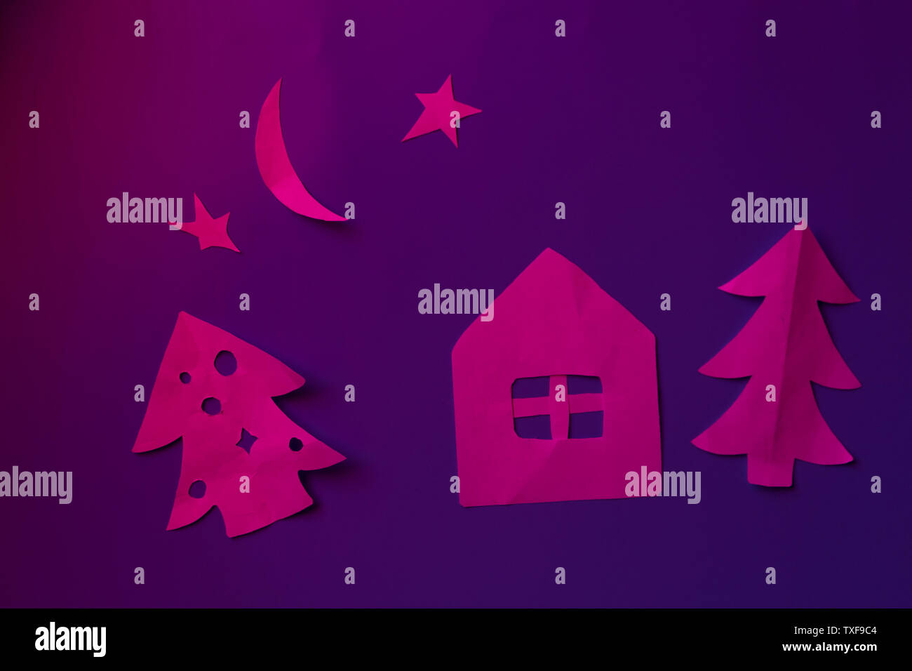 christmas stuff made from paper. blue background Stock Photo Alamy