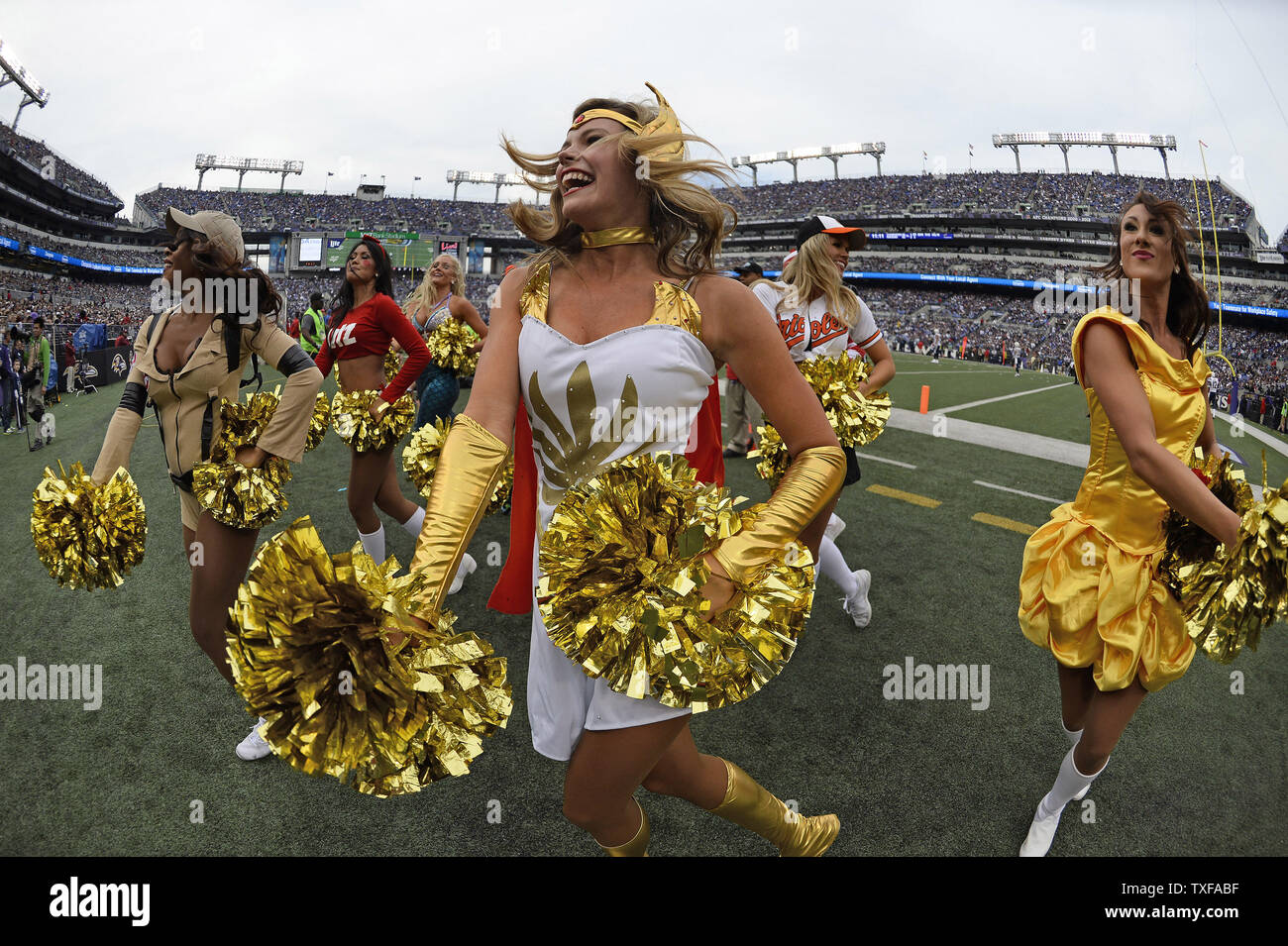 Baltimore Ravens cheerleaders dress up for Halloween during the second half  of their game against the San Diego Chargers at M&T Bank Stadium in  Baltimore, November 1, 2015. Baltimore won 29-26 on