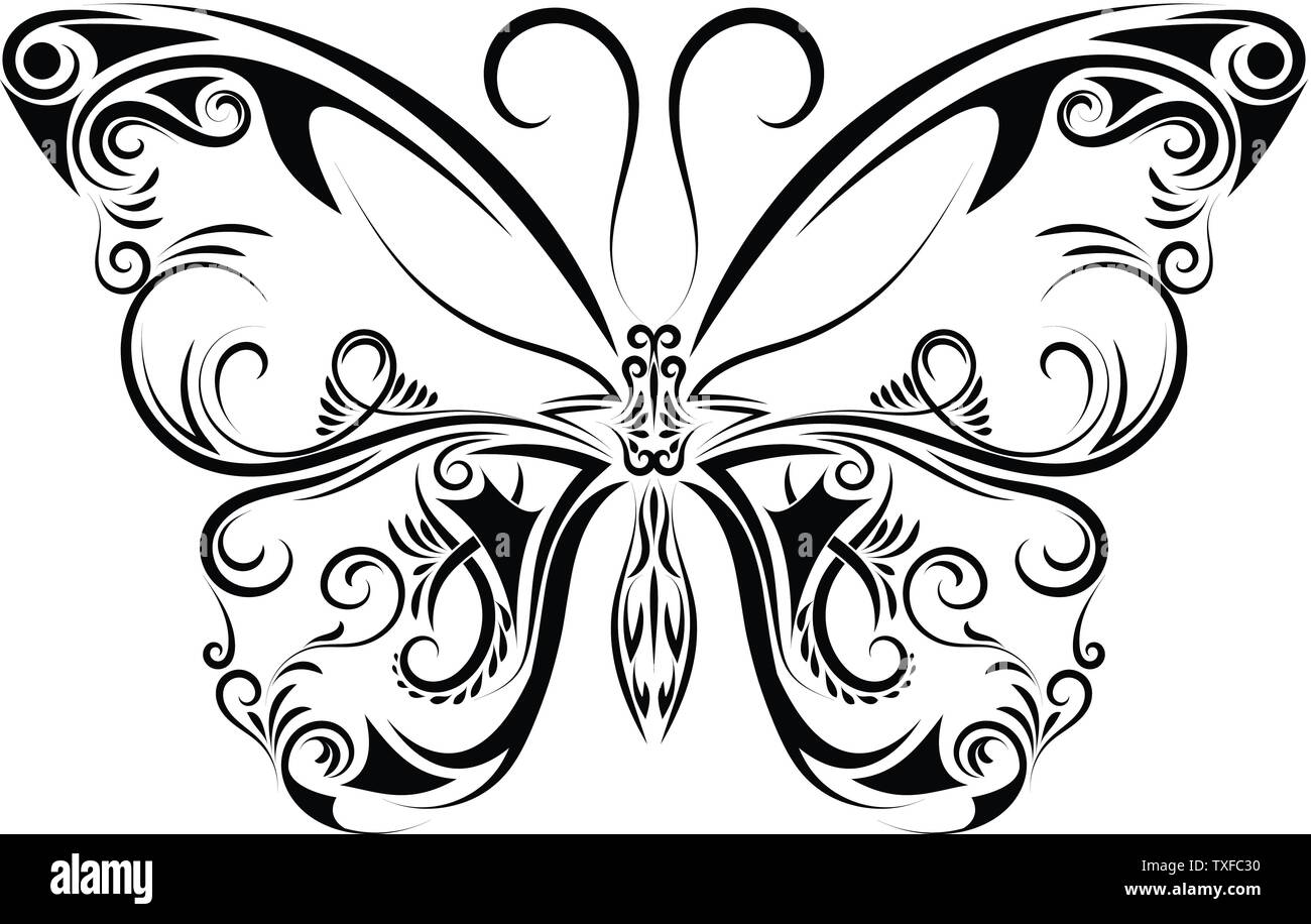 Beautiful black and white butterfly isolated on white Stock Photo - Alamy