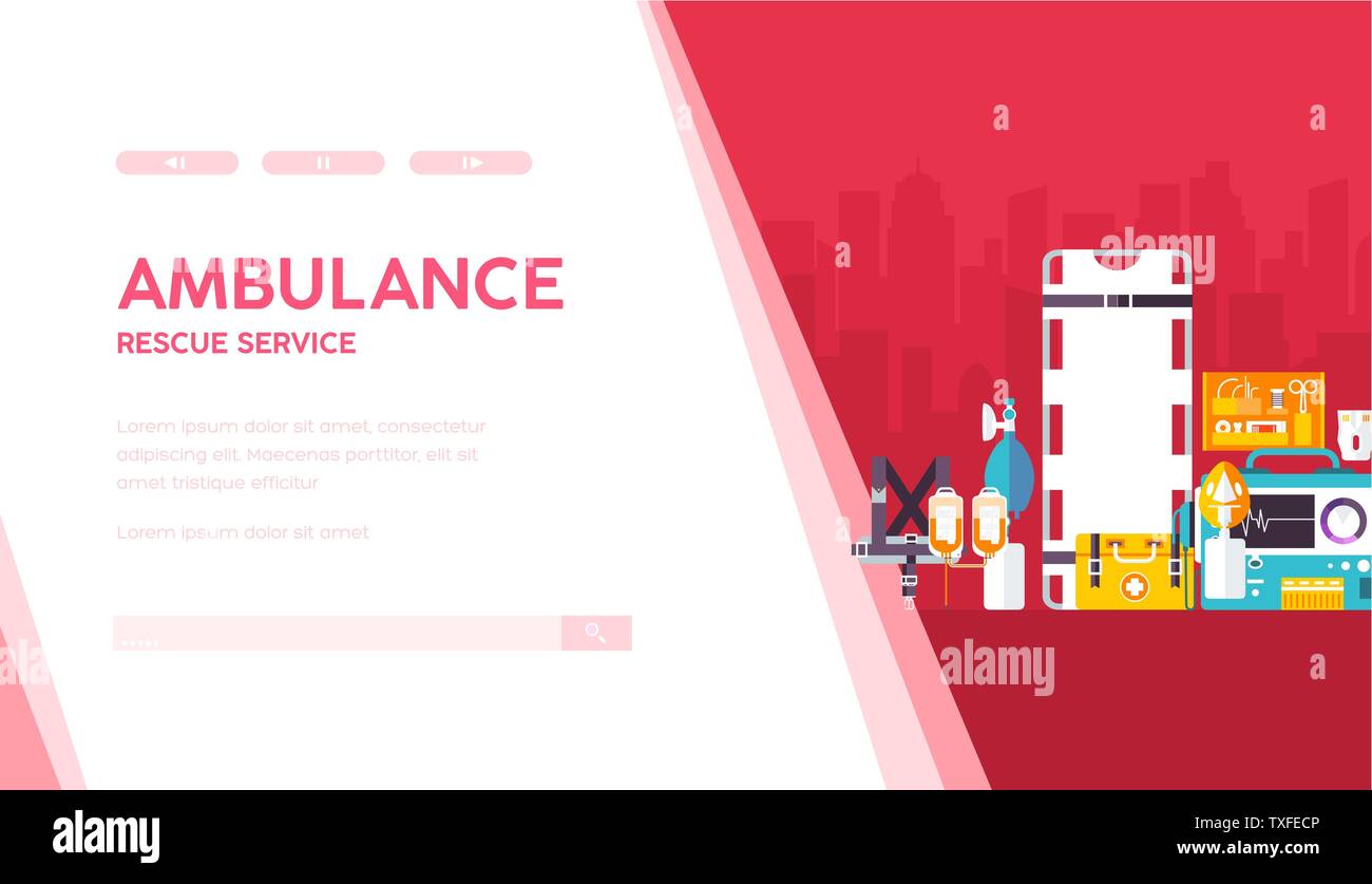 Ambulance Vector Landing Page Template Rescue Emergency Service