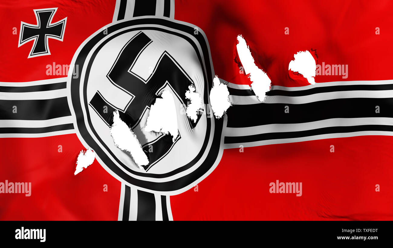 Germany Nazi flag perforated, bullet holes Stock Photo