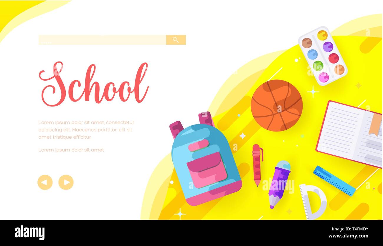 School vector landing page template. College subjects web banner In College Banner Template