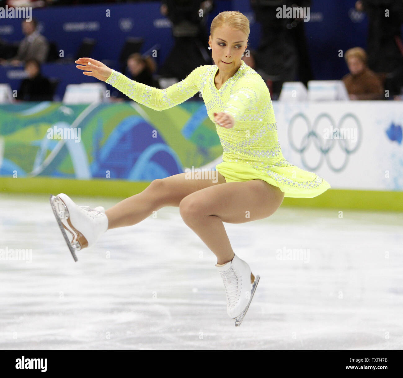 Kiira Korpi of Finland skates her short program in the women's figure competition at the 2010 Winter Olympics in Vancouver, Canada on February 23, 2010.     UPI/Brian Kersey Stock Photo