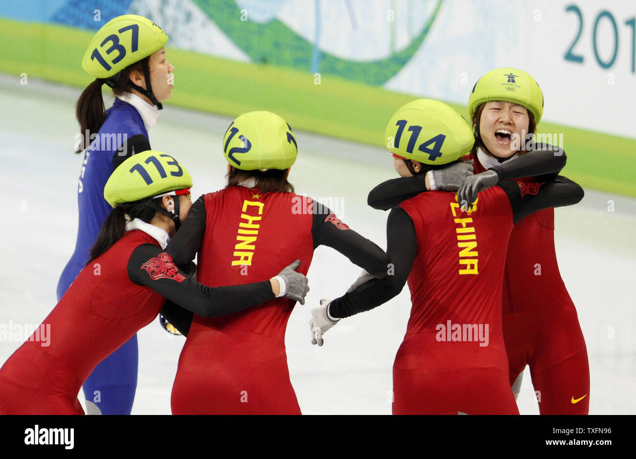 The Chinese speed skate relay team of Linlin Sun (from left), Yang Zhou ...
