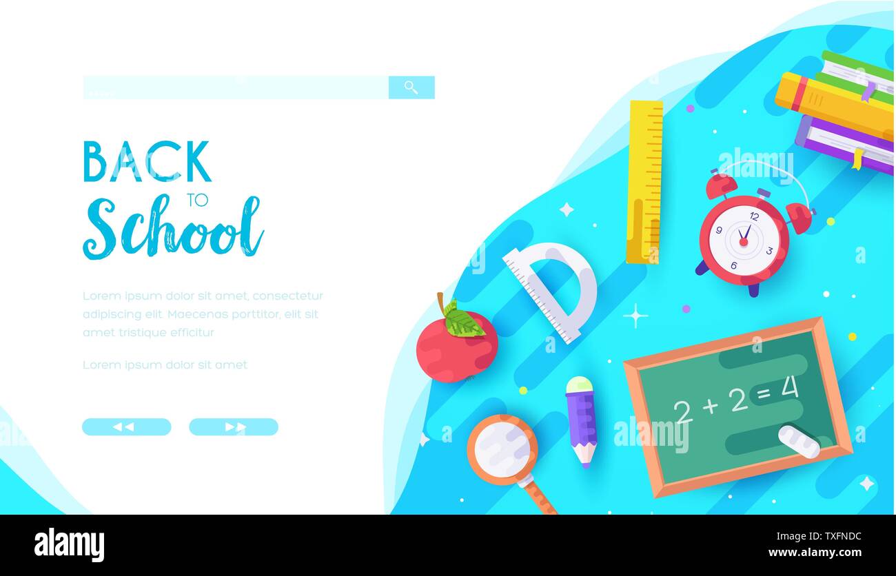 Back To School Vector Landing Page Template Office Supplies