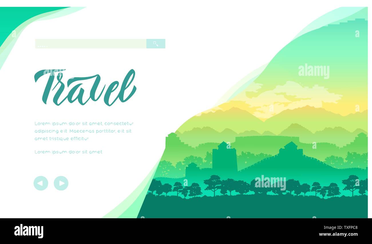 Travel agency vector landing page template. Asia sightseeing tour web