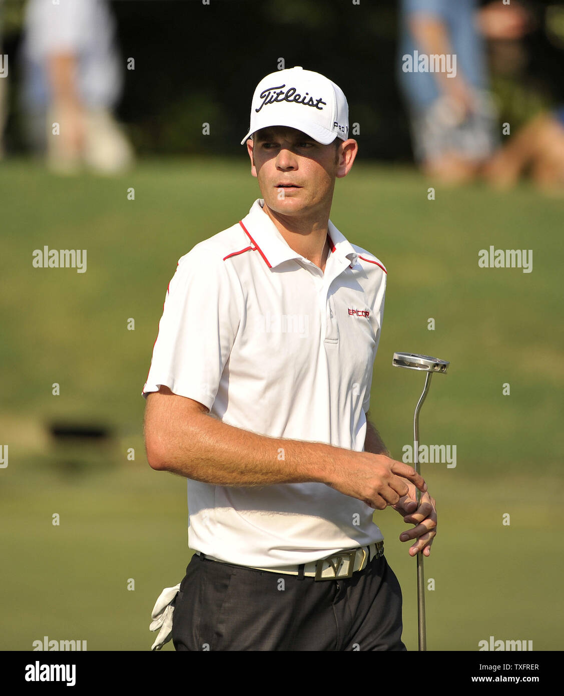Brendan Steele walks off the 15th green during the third round of the 93rd  PGA Championship at the Atlanta Athletic Club on August 13, 2011 in Johns  Creek, Georgia. After three rounds,