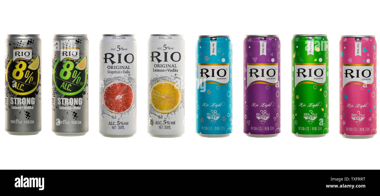 Eight flavors of Rui O cocktail Stock Photo