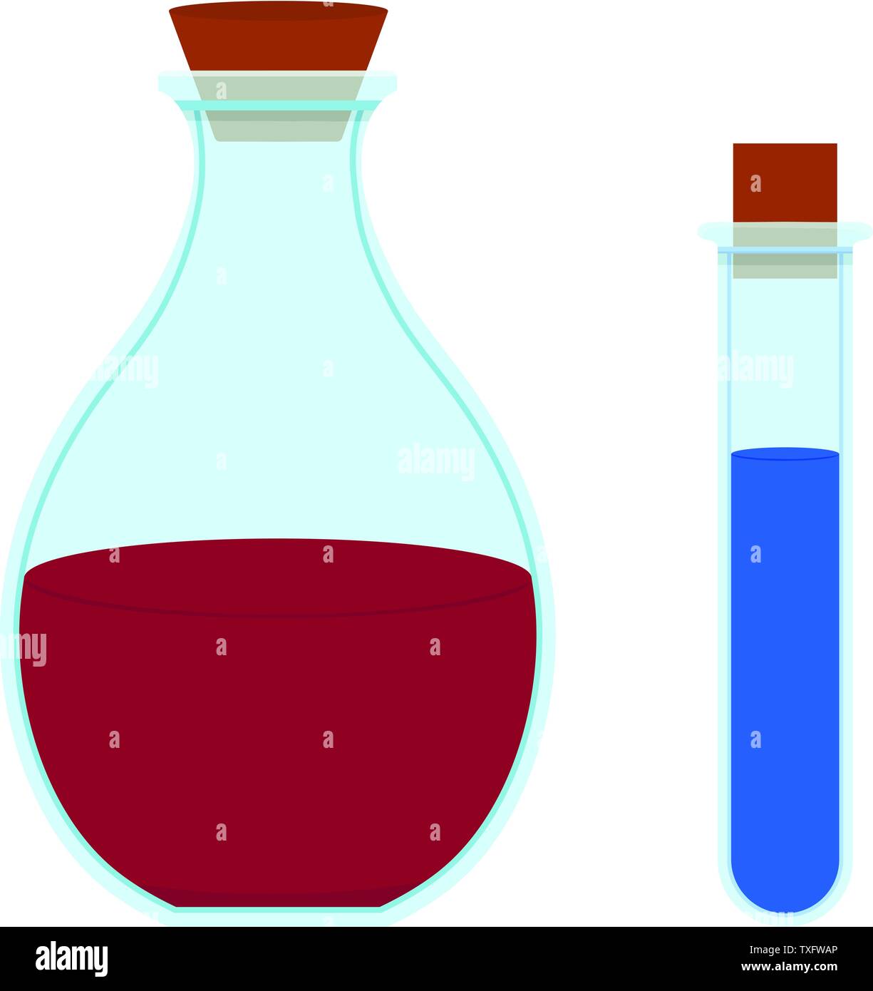 Healing and Mana Potions. Cartoon Magic Elixir Flask isolated on white