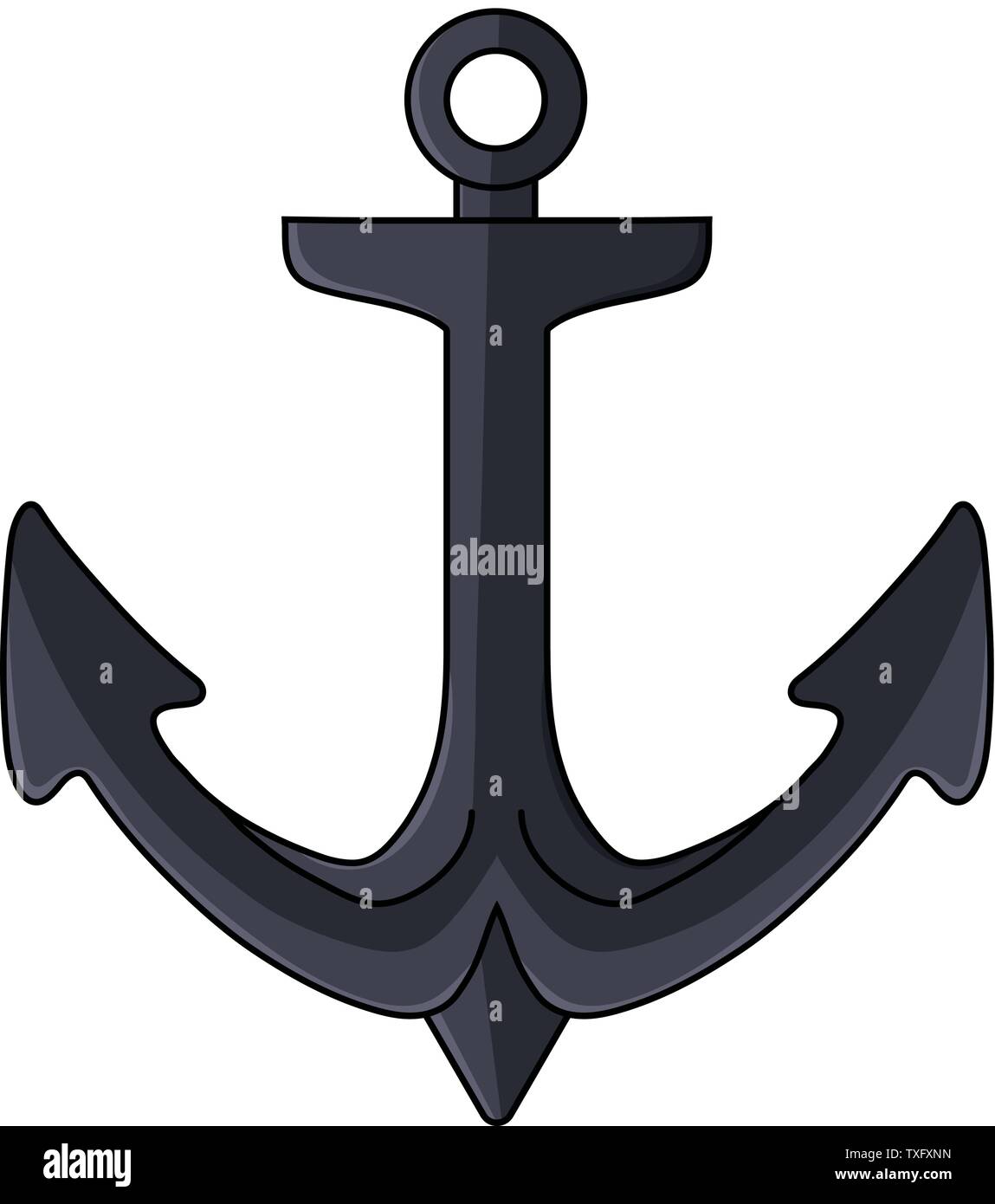 Cartoon Metal Ship Anchor isolated on white background. Ship Equipment. Vector Illustration for Your Design, Game, Card, Web. Stock Vector