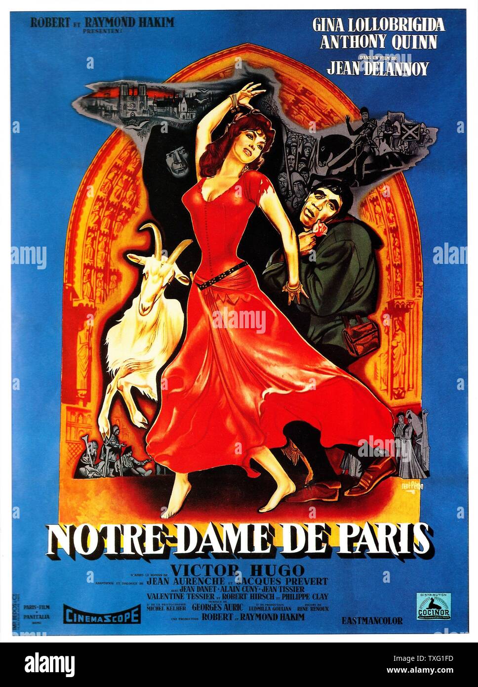 Notre-Dame de Paris The Hunchback of Notre Dame  Year: 1956 France / Italy Director : Jean Delannoy Gina Lollobrigida Poster (Fr) Stock Photo