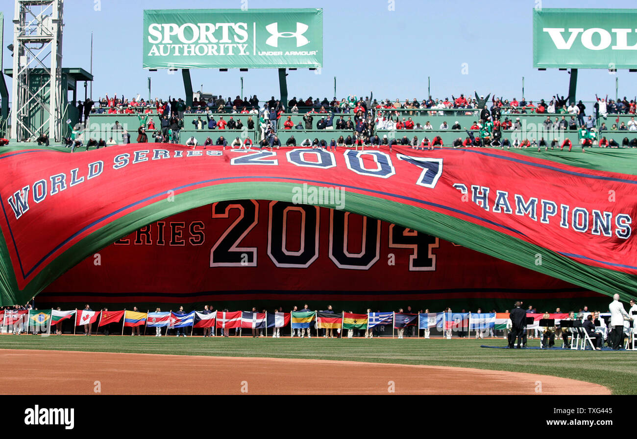 A new oversized pennant declaring the Boston Red Sox the 2007