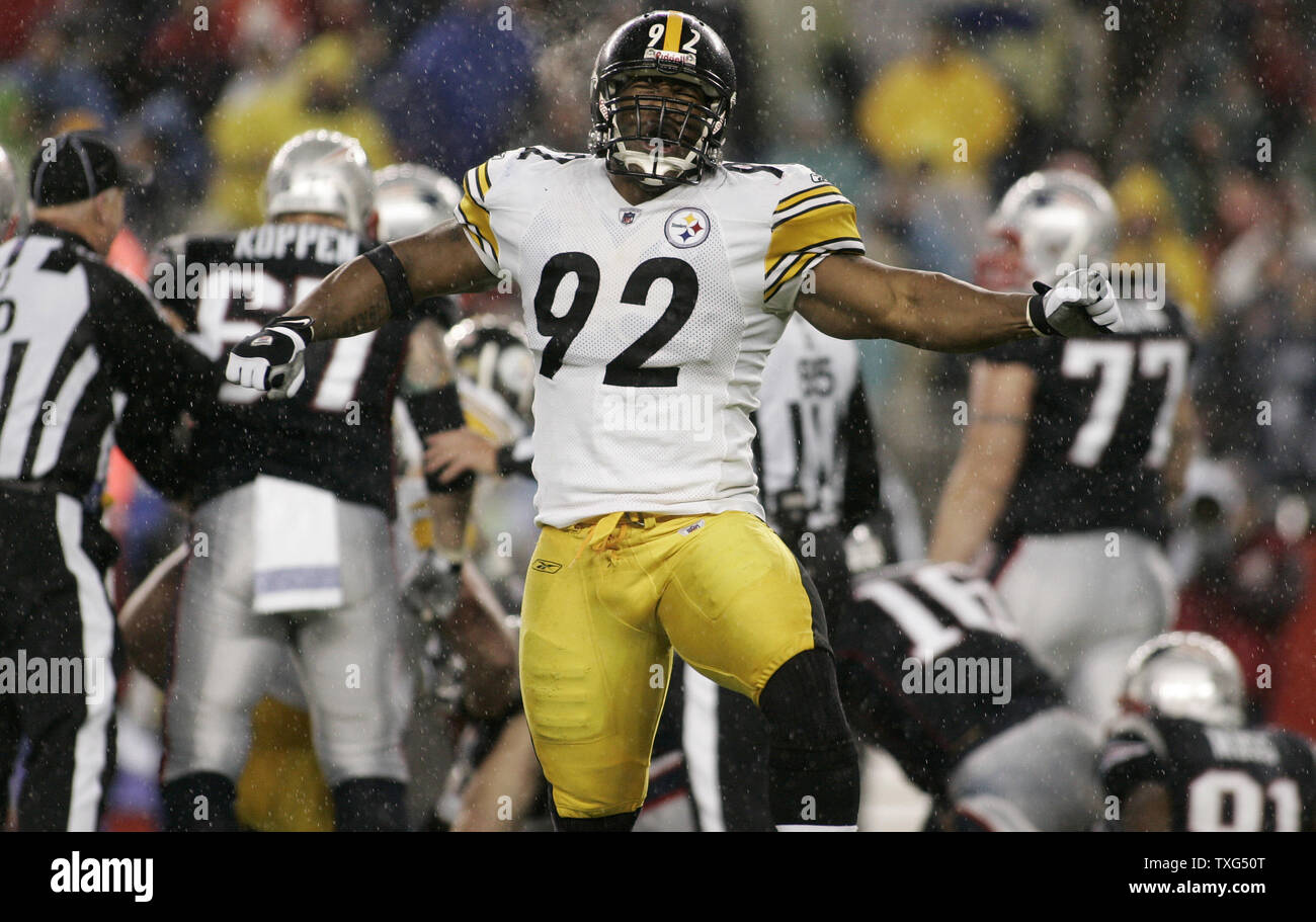 AUG 14 2010: Steelers linebacker James Harrison (92) stares up as