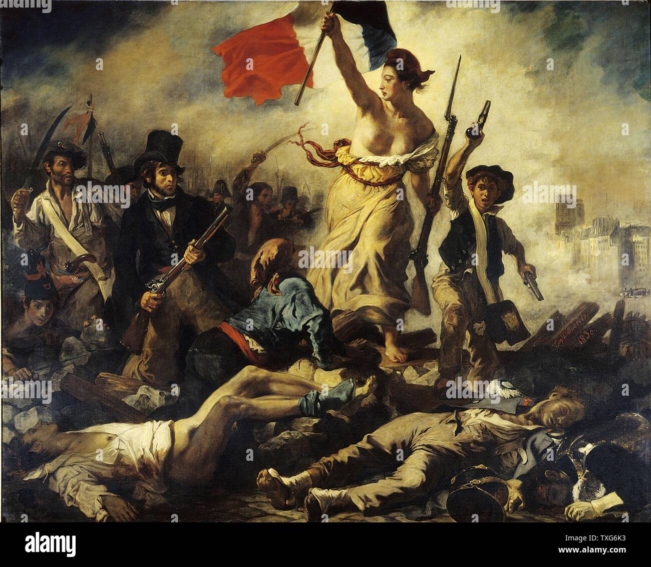 Eugène Delacroix French school Le 28 Juillet. La Liberté guidant le peuple (28 juillet 1830) 1831 Oil on canvas (260 x 325 cm) Paris, musée du Louvre Stock Photo