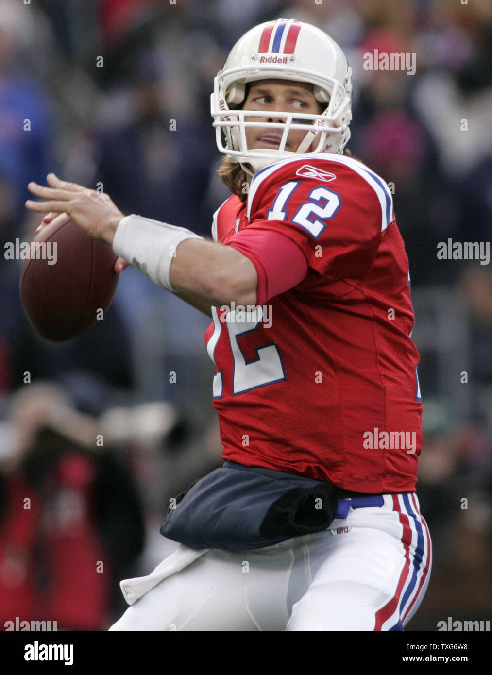 New England Patriots quarterback Tom Brady drops back for a pass in the first quarter against the Minnesota Vikings at Gillette Stadium in Foxboro, Massachusetts on October 31, 2010.  UPI/Matthew Healey Stock Photo