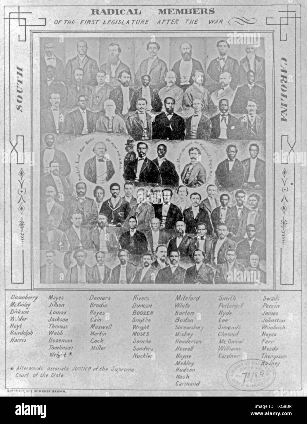 Photomontage of radical members of the first South Carolina legislature after the American Civil War - Each member is  identified Stock Photo
