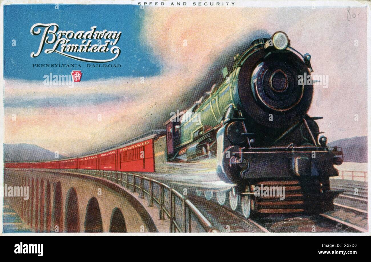 "Speed and Security" Express train hauled by the american