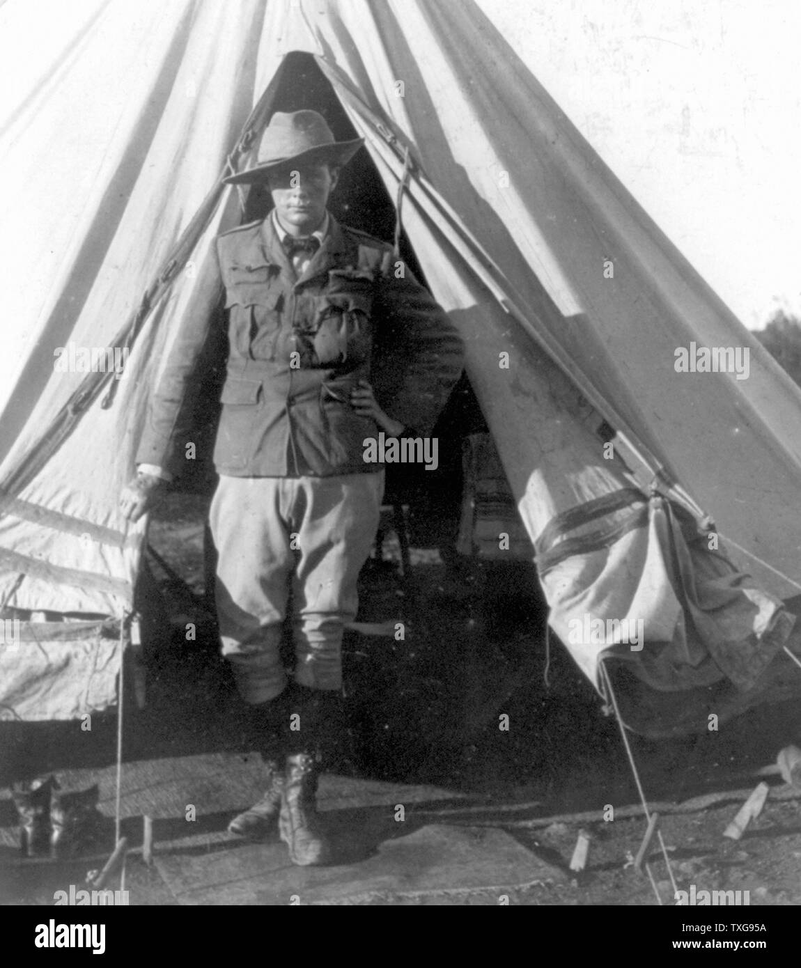 Winston Spencer Churchill, British statesman, as a war correspondent during the Second Boer War - Bloemfontein, South Africa Stock Photo