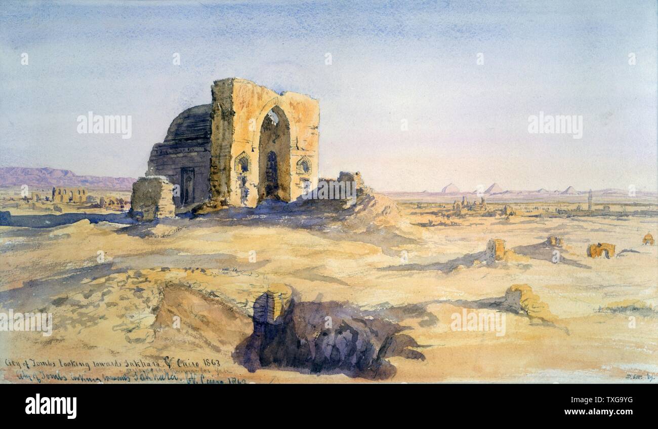 Charles Vacher British school City of tombs looking towards Saqqara and Cairo, 1863 Stock Photo