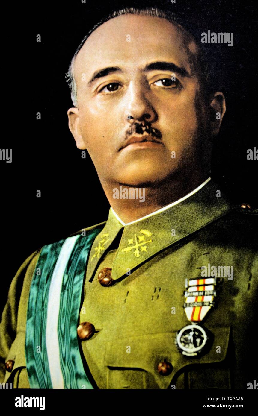 Portrait of General Francisco Franco, Spanish statesman, he established an autocratic dictatorship in Spain from 1939 to 1975. 1937 Stock Photo