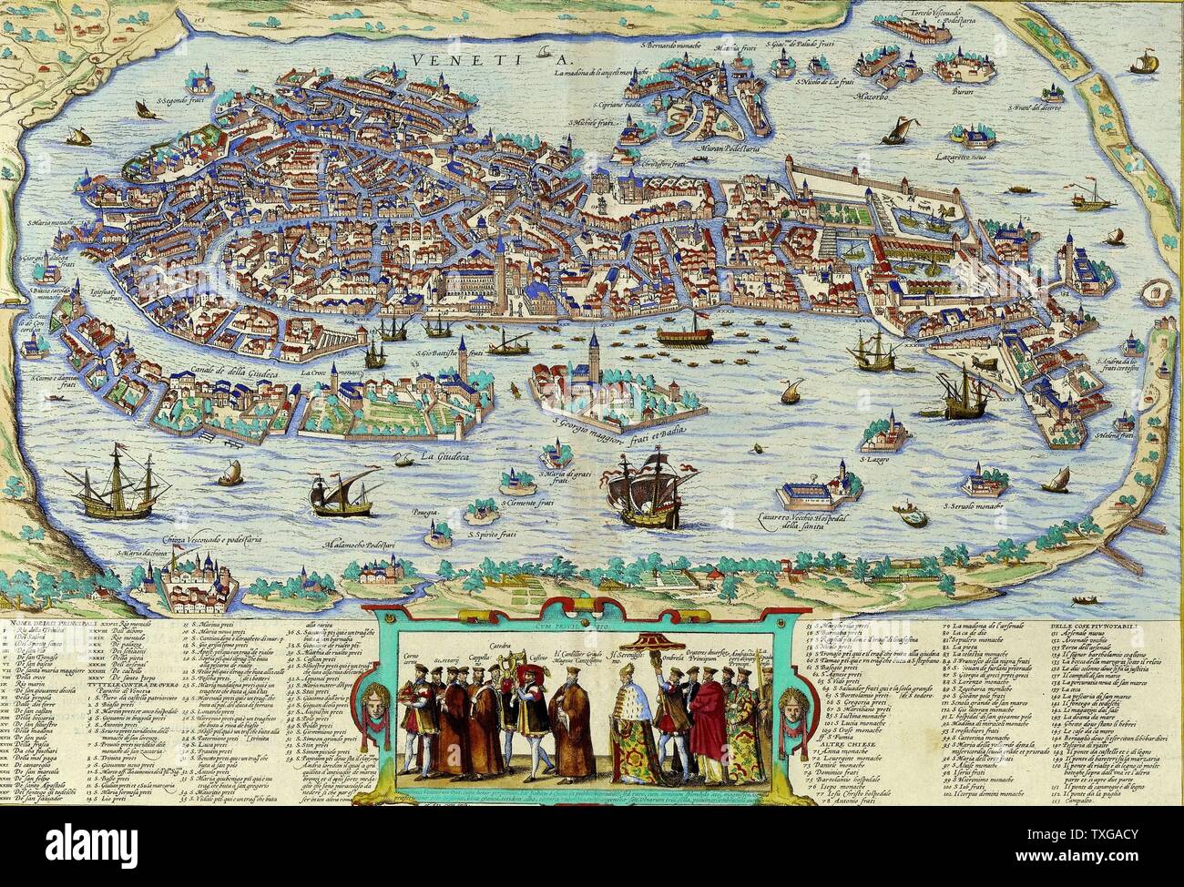 Map of Venice, circa 1610 Stock Photo