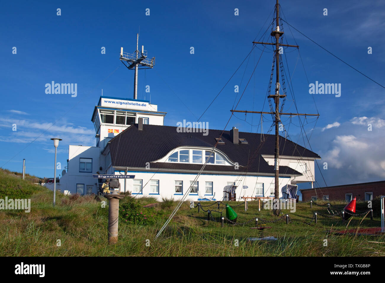 geography / travel, Germany, Lower Saxony, signal station on isle Borkum, East Frisian Islands, Additional-Rights-Clearance-Info-Not-Available Stock Photo