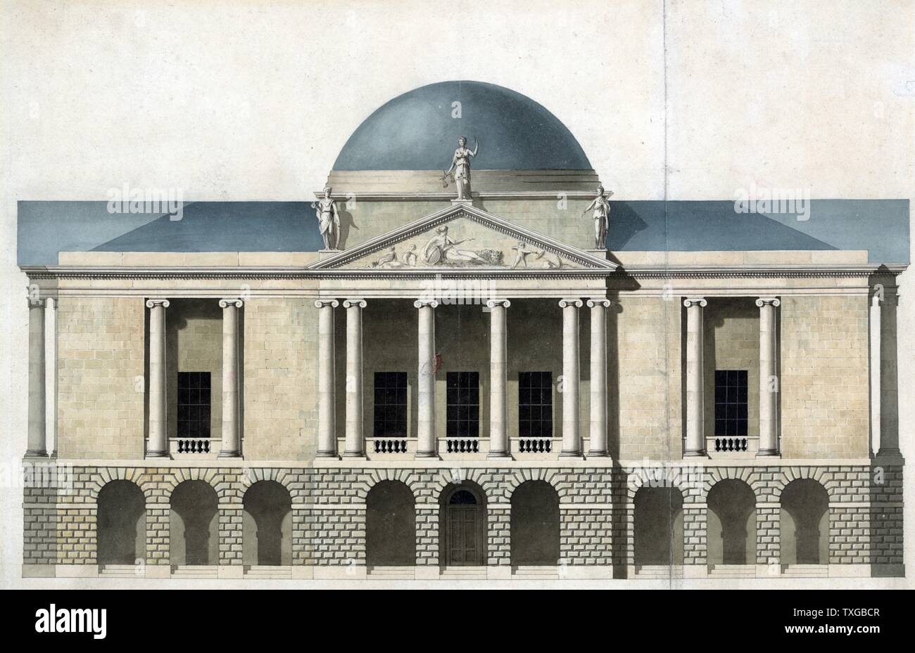 New County Hall, Stafford, England. Proposed façade. Elevation Stock Photo