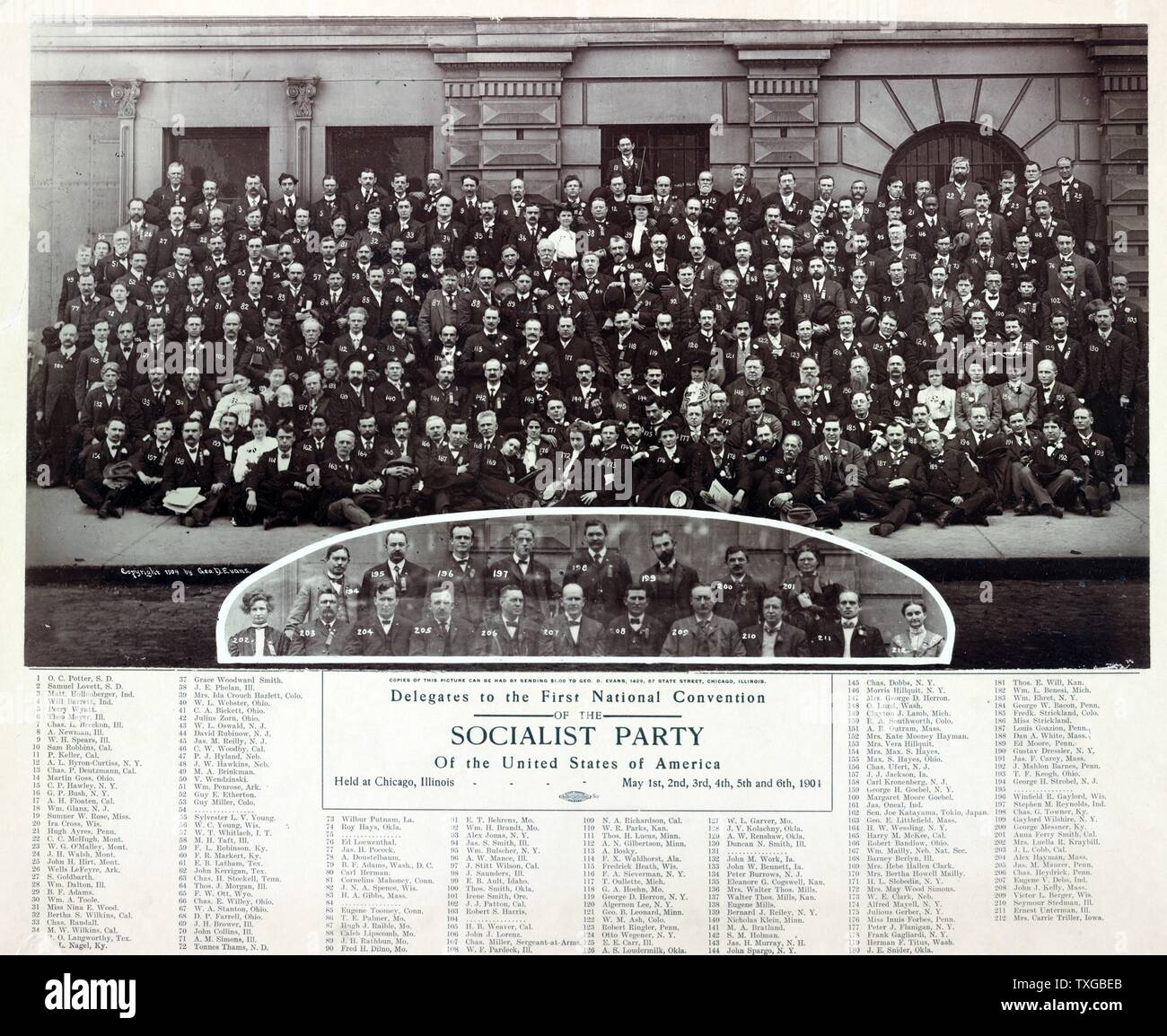 Delegates to the First National Convention of the Socialist Party of the United States of America, held at Chicago, Illinois, May 1st, 2nd, 3rd, 4th, 5th and 6th, 1904 Stock Photo