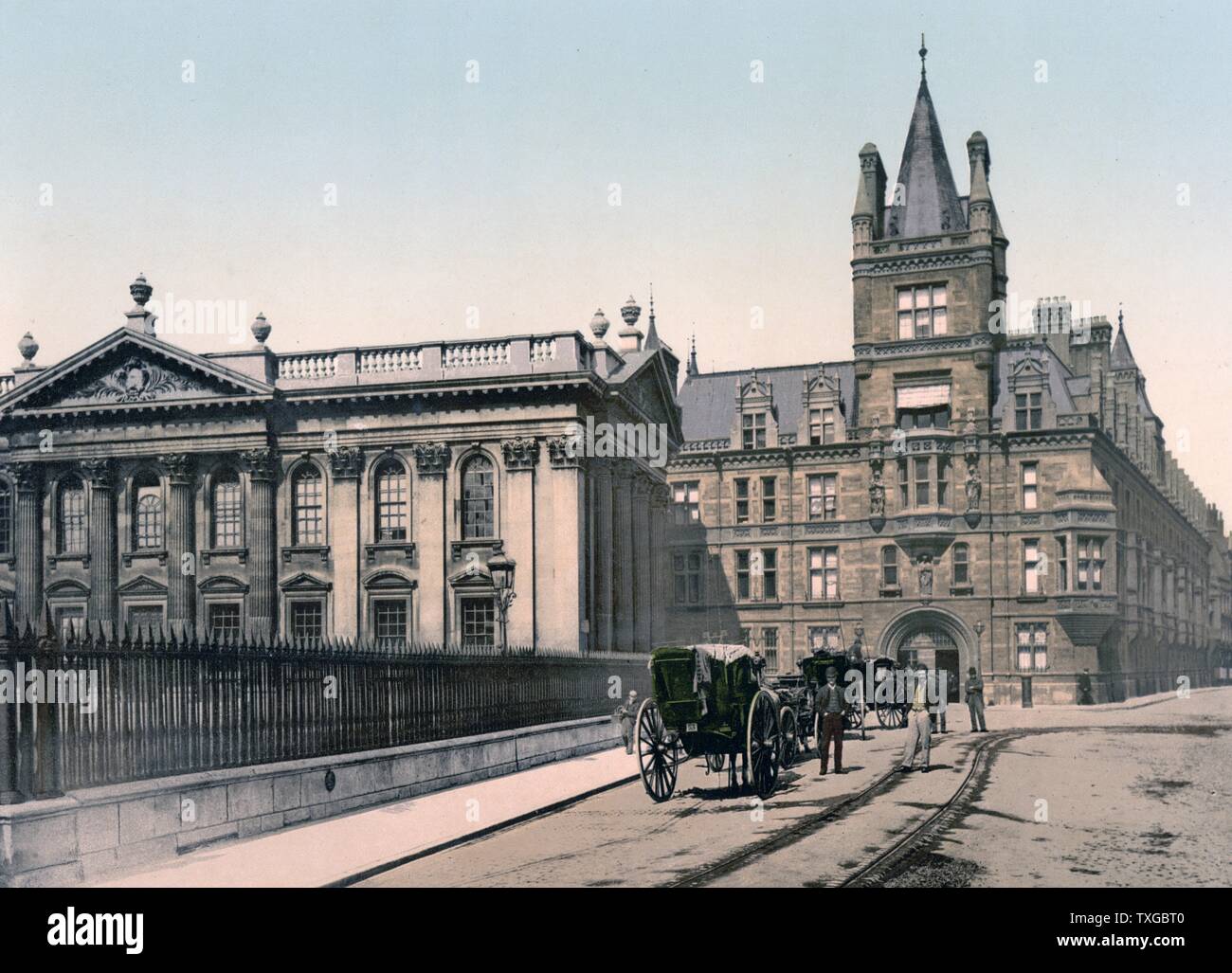 Caius College and Senate House, Cambridge, England 1890 Stock Photo