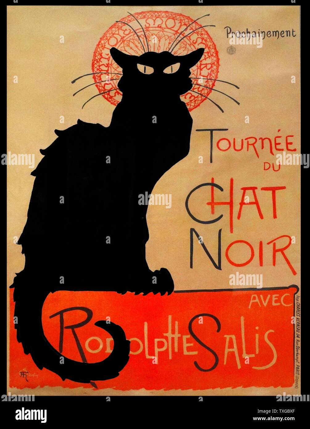 Black Cat Tour by Théophile Alexandre Steinlen (1859-1923) Swiss-born French Art Nouveau painter and printmaker. Dated 1895 Stock Photo