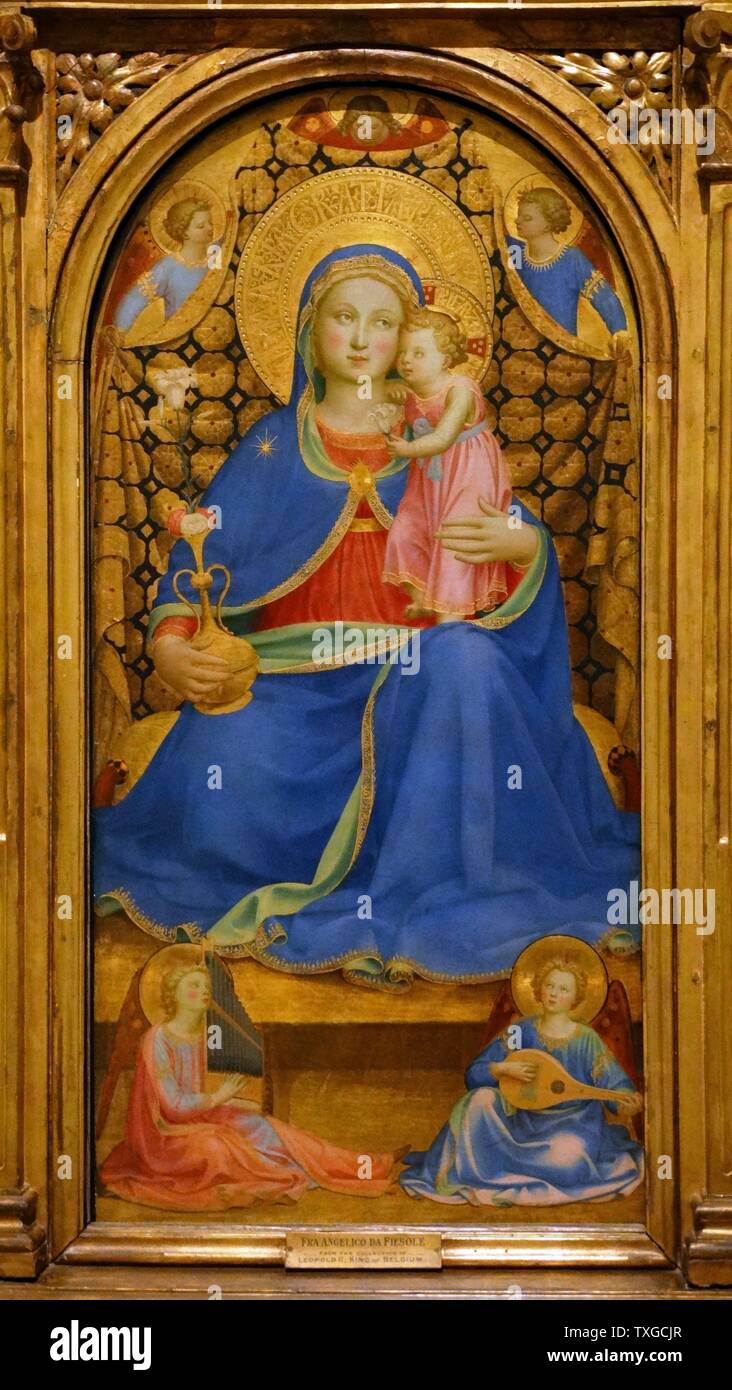 Painting titled 'Madonna of Humility' by Fra Angelico (1395-1455) Early Italian Renaissance painter. Dated 15th Century Stock Photo