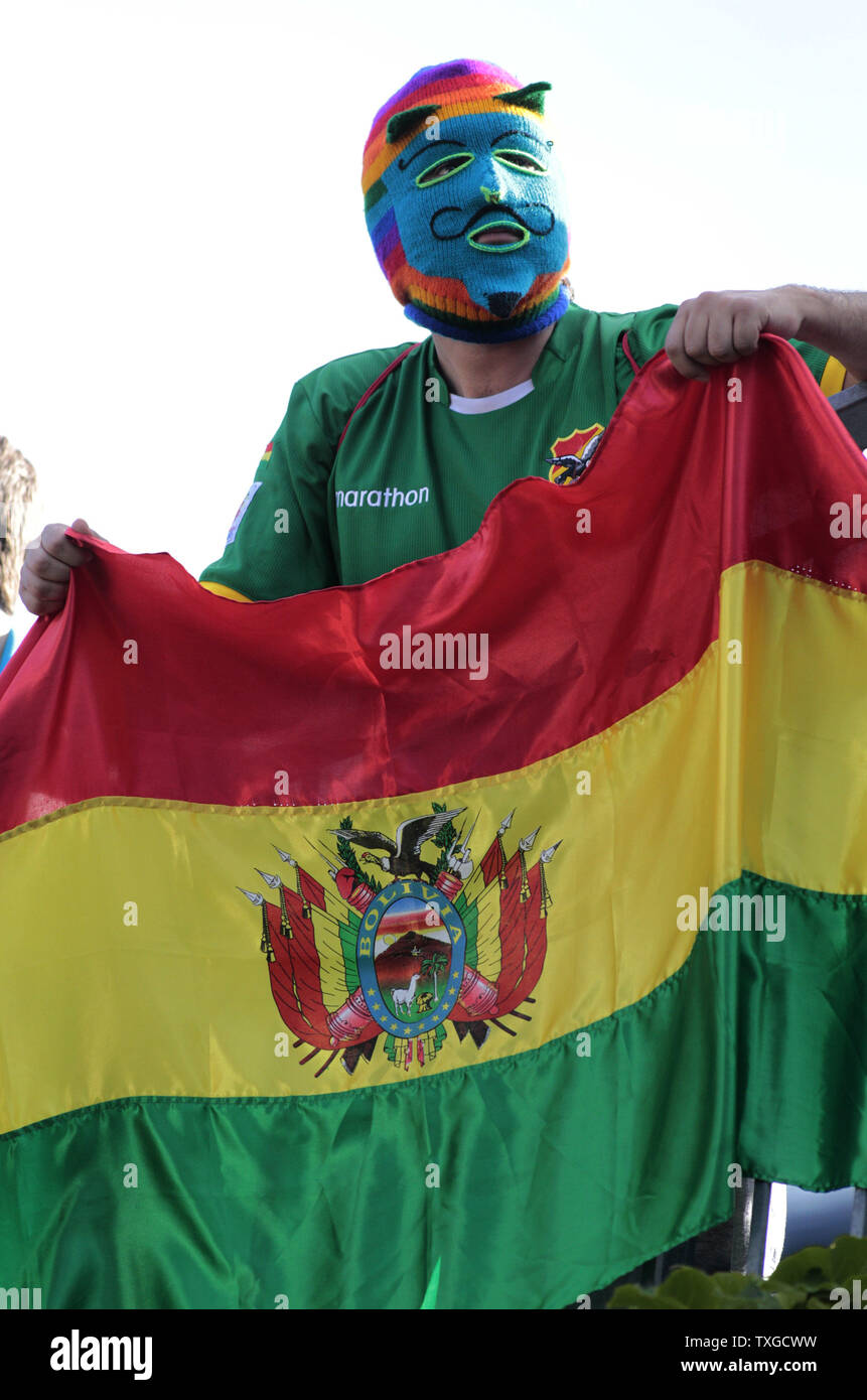 A bolivia fan awaits the start of Copa America Centenario Group D match between Chile and Bolivia at Gillette Stadium in Foxboro, Massachusetts on on June 10, 2016.  Photo by Matthew Healey/UPI Stock Photo