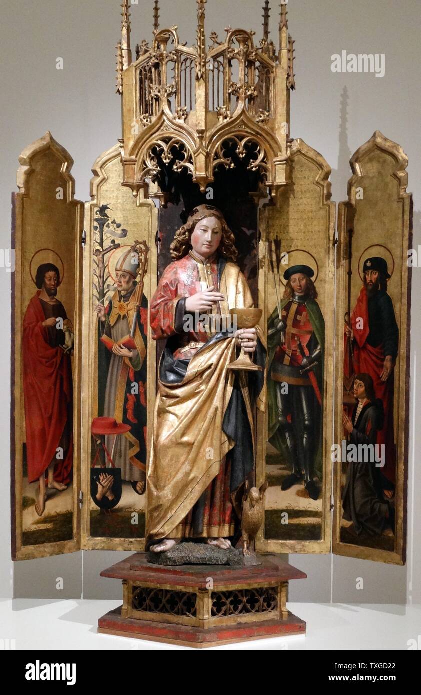 Polyptych of Saint John the Evangelist. By Anonymous. Dated 15th Century Stock Photo