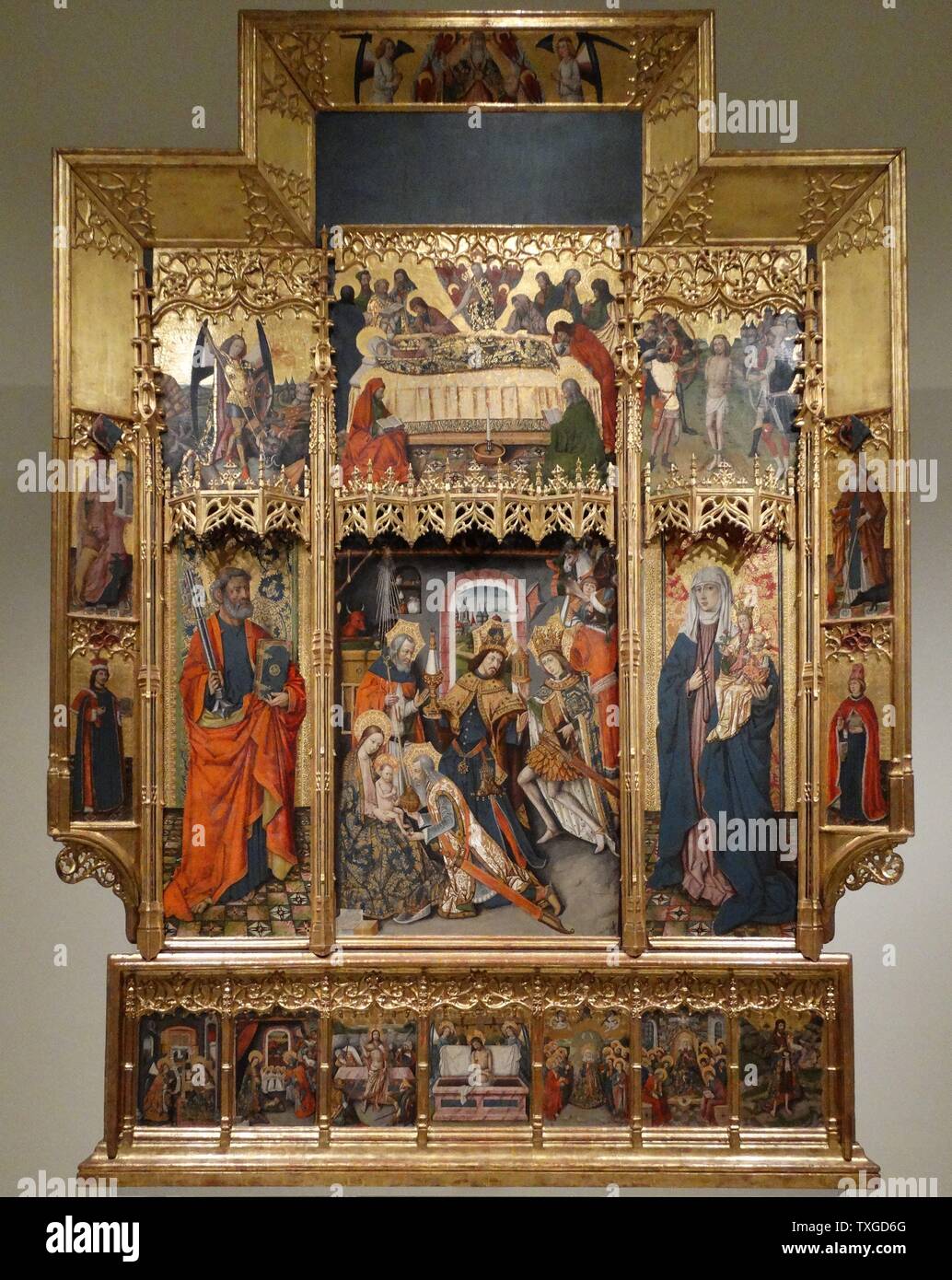 Altarpiece of the Epiphany by Joan Reixach (1411-1486) Spanish painter and miniaturist. Dated 15th Century Stock Photo