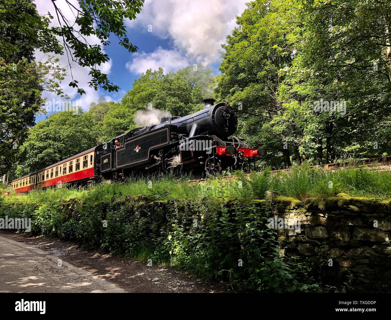 Newby Bridge steam trains Stock Photo