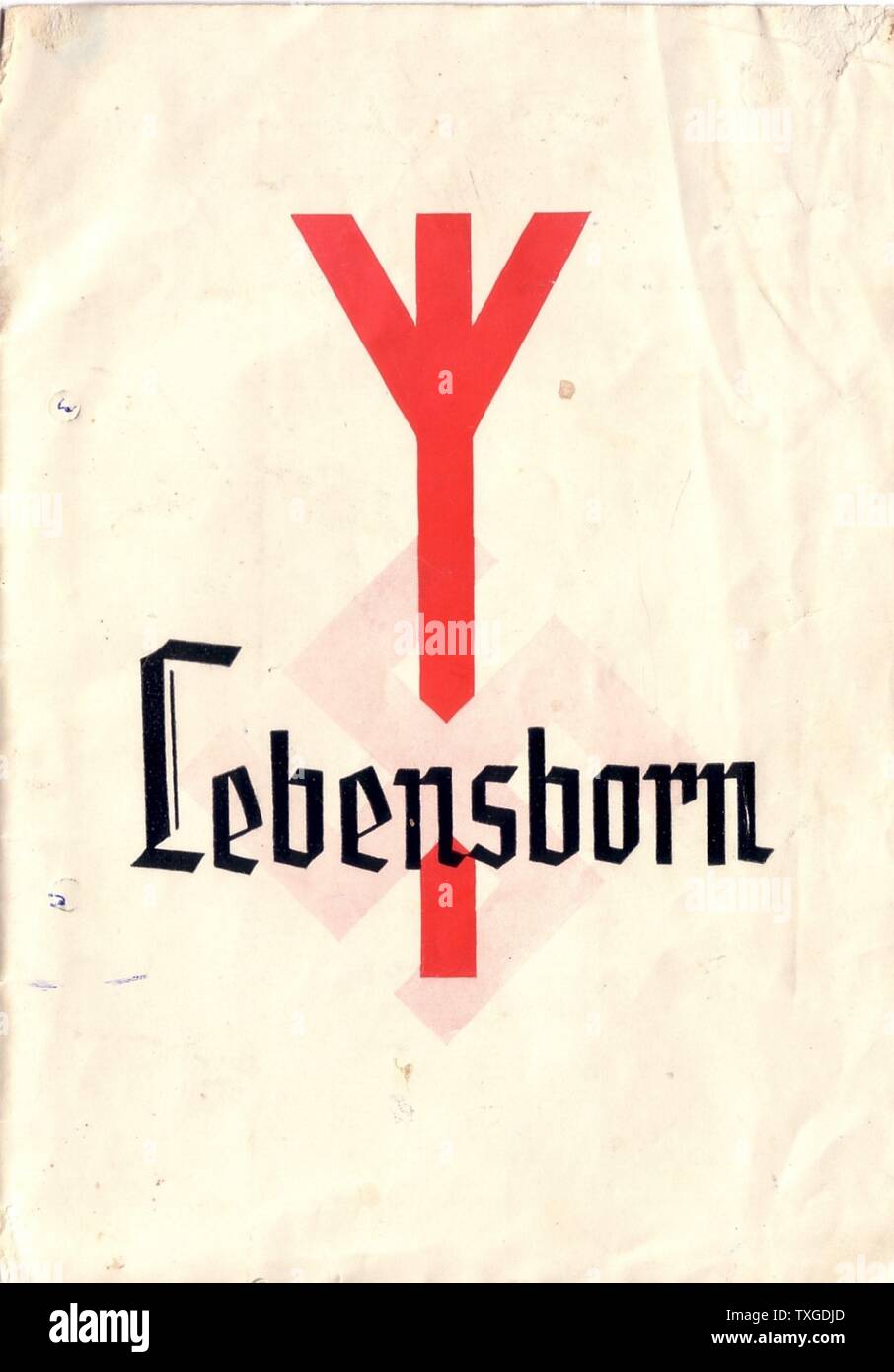Lebensborn. ('Fount of Life') SS-initiated, state-supported,r association in Nazi Germany with the goal of raising the birth rate of 'Aryan' children via extramarital relations of persons classified as 'racially pure and healthy' Stock Photo