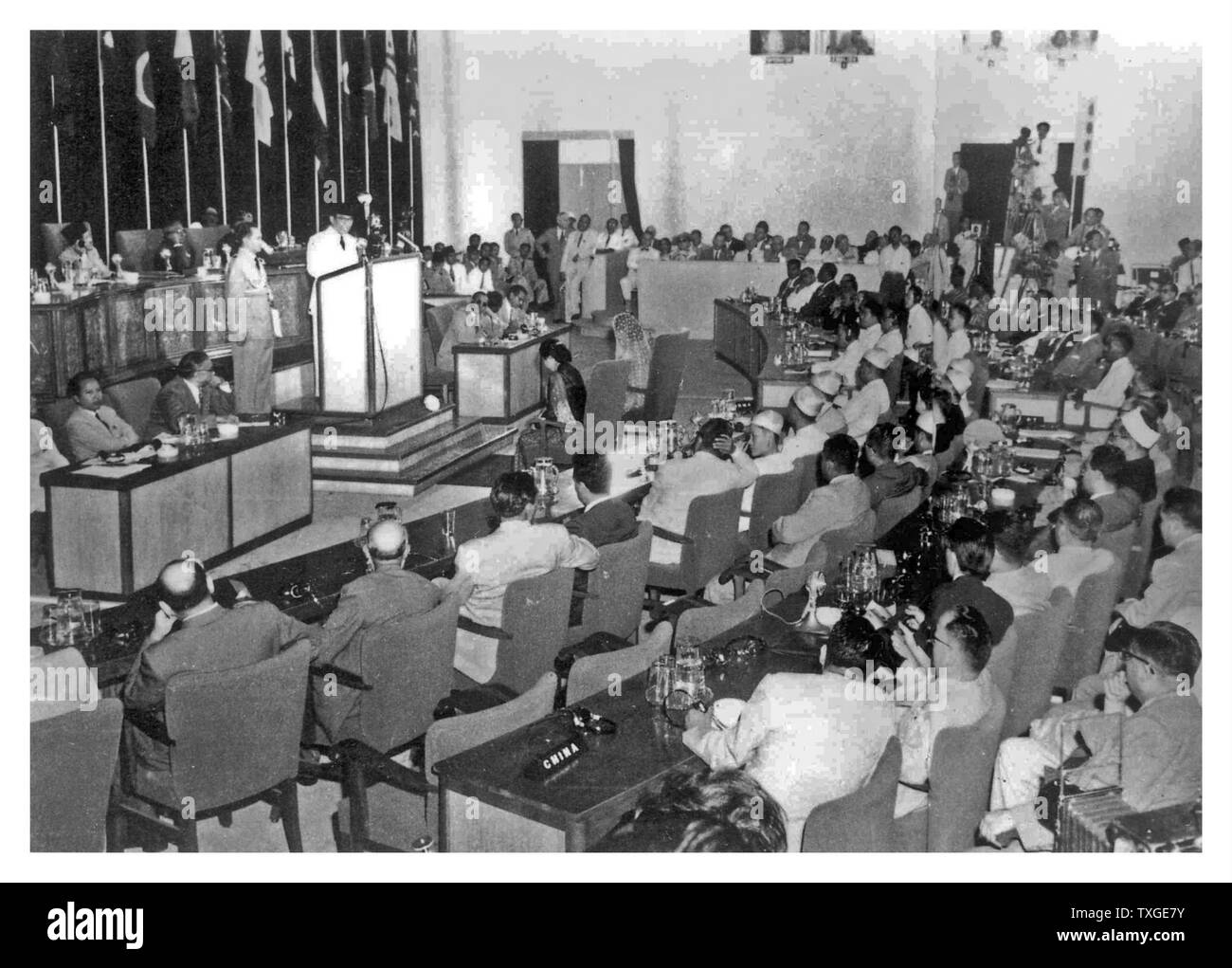 Photograph from the Bandung Conference, a meeting of Asian and African states who were newly independent. Bandung, Indonesia. Dated 1955 Stock Photo