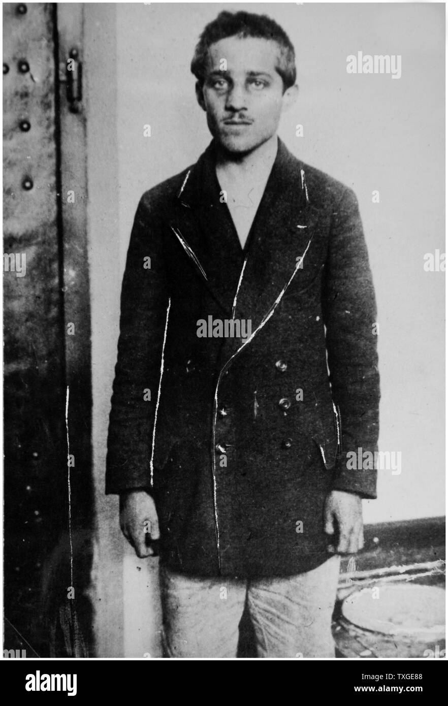 Photograph of Gavrilo Princip (1894-1918) Bosnian Serb who assassinated Archduke Franz Ferdinand of Austria and his wife, Sophie, Duchess of Hohenberg, in Sarajevo on 28 June 1914 Stock Photo