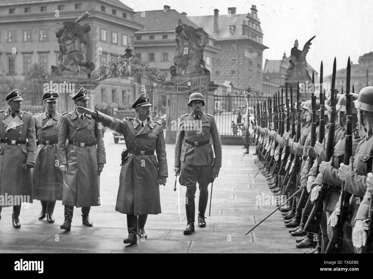 Photograph of Reinhard Tristan Eugen Heydrich (1904-1942) high-ranking German Nazi official during World War Two. Dated 1940 Stock Photo