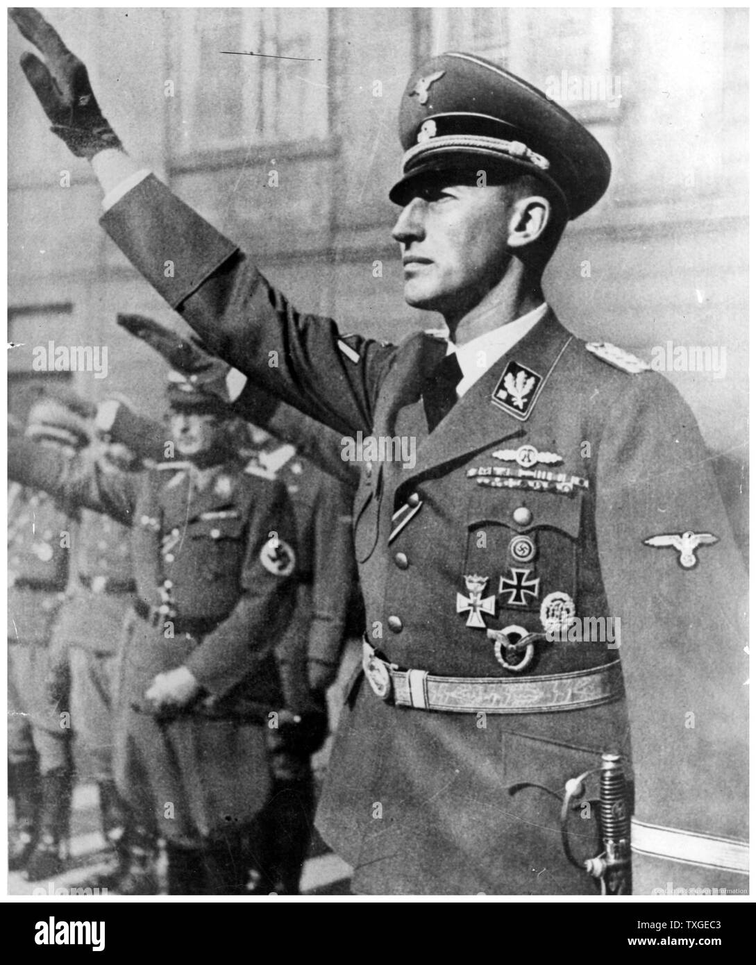 Photograph of Reinhard Tristan Eugen Heydrich (1904-1942) high-ranking German Nazi official during World War Two. Dated 1940 Stock Photo