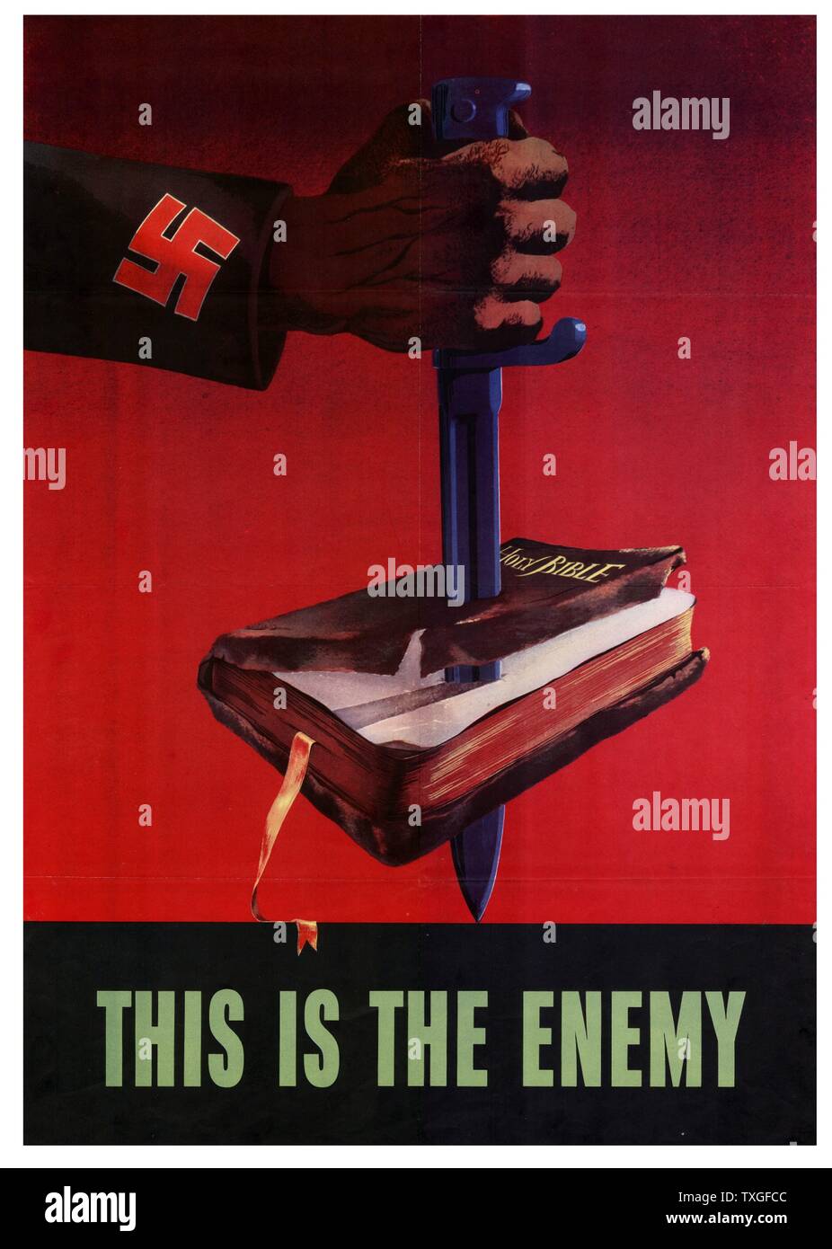 Patriotic America Anti-Nazi Poster, during World War two. 1943 Stock Photo
