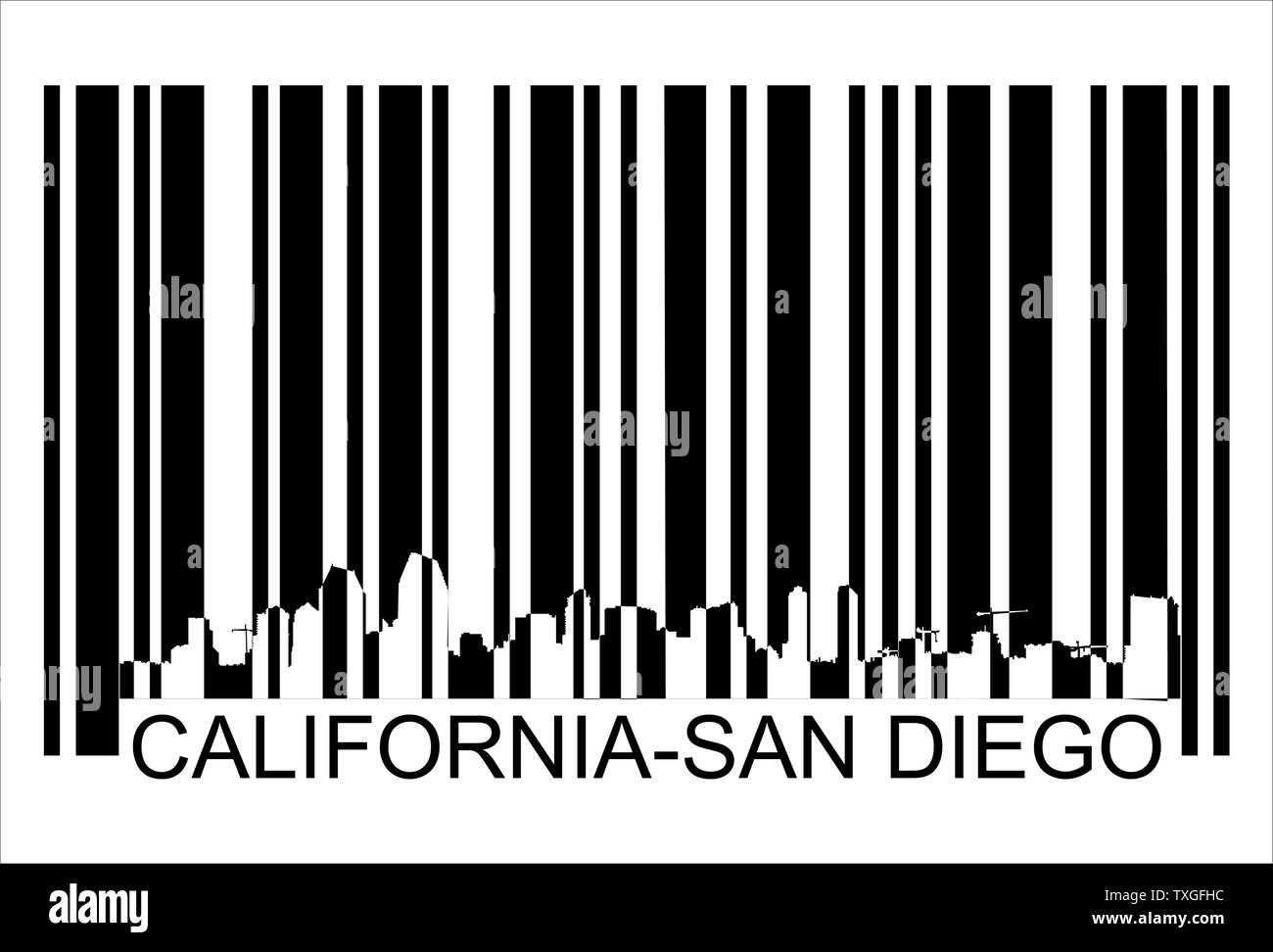 California San Diego barcode. City panorama vector Stock Vector