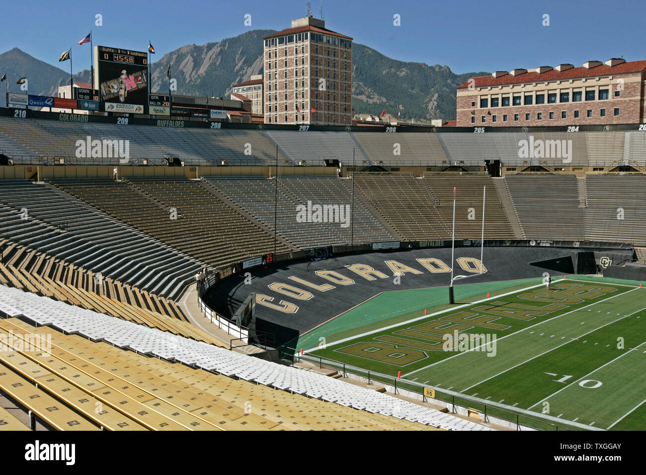 The south end zone at Folsom Field is pictured in Boulder, Colorado on