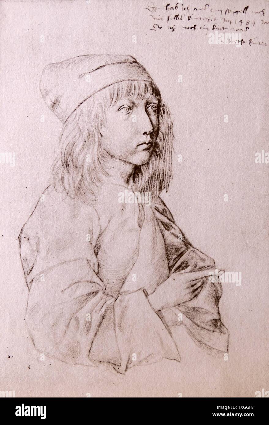 Self-portrait by Albrecht Dürer (1471-1528) painter, printmaker and theorist of the German Renaissance. Dated 16th Century Stock Photo