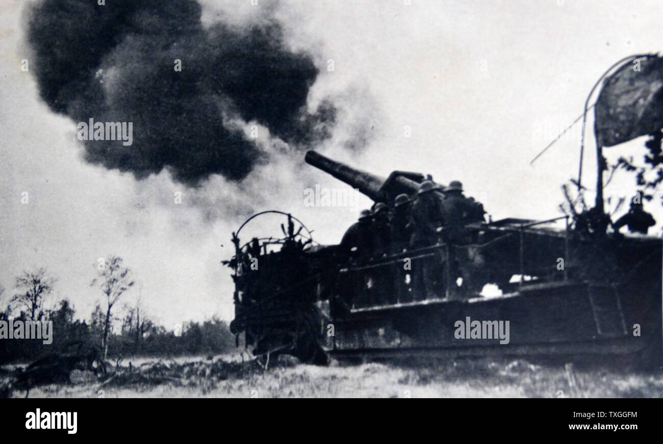 World war one: German artillery cannon in Belgium 1914 Stock Photo