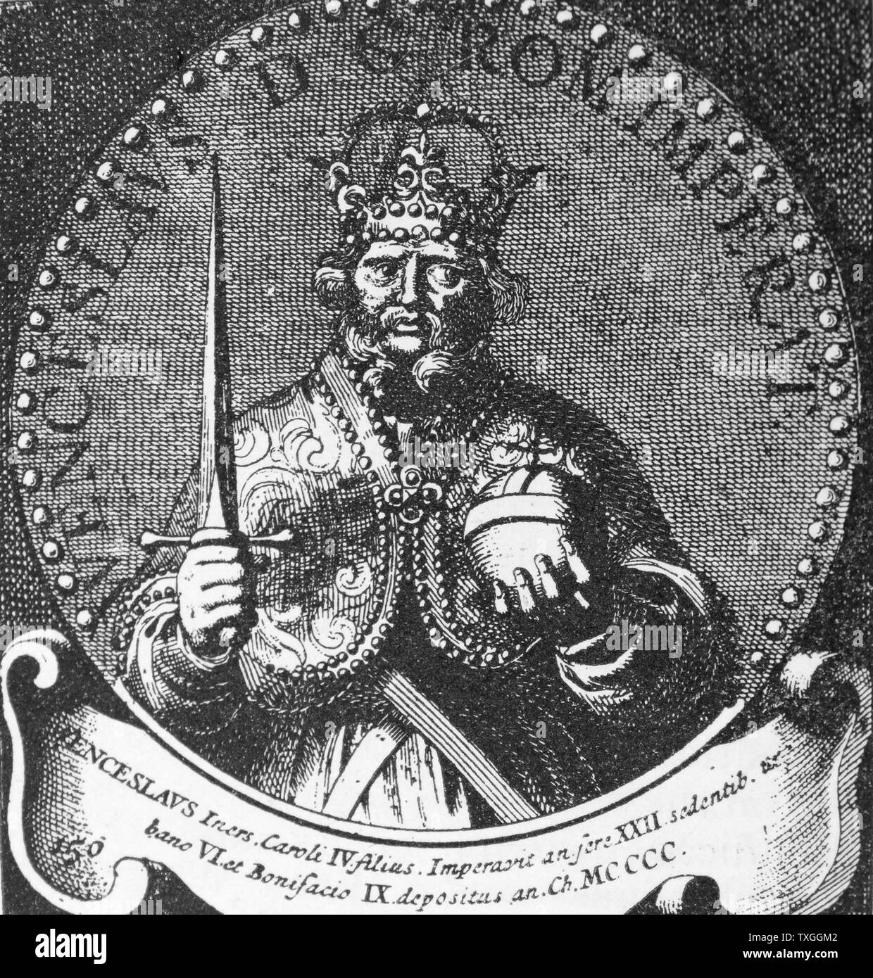 Wenzel IV, King of Bohemia. The eldest son of Charles IV, he succeeded his father in 1378 and was also elected Emperor of Germany. Stock Photo